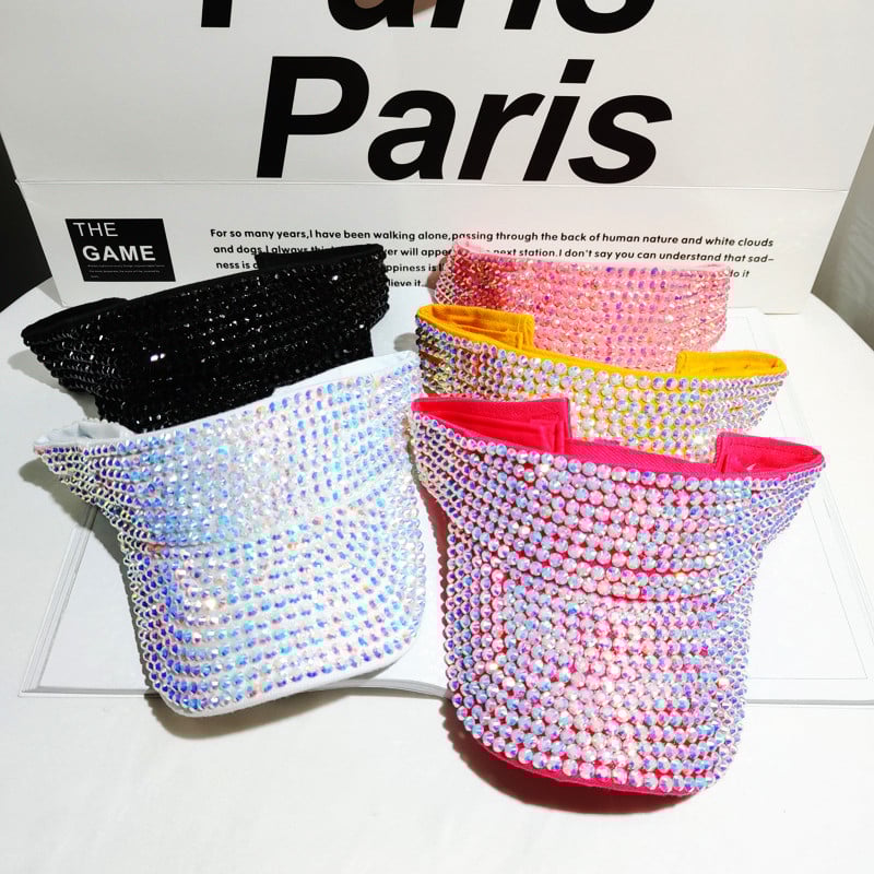 Luksuzni ženski šeširi Empty Top šešir sa vještačkim kamenčićima Kapa za sunčanje Šljokice gorro Ljetni šešir 2021. Ženske kape Hip Hop šešir Running Beach Chapeau