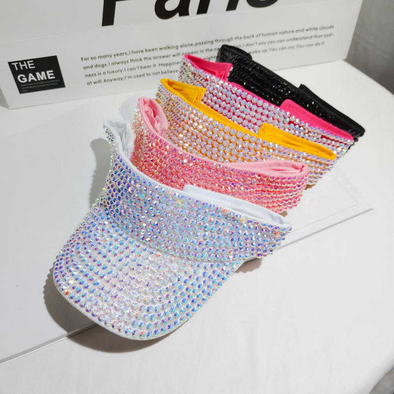 Luksuzni ženski šeširi Empty Top šešir sa vještačkim kamenčićima Kapa za sunčanje Šljokice gorro Ljetni šešir 2021. Ženske kape Hip Hop šešir Running Beach Chapeau