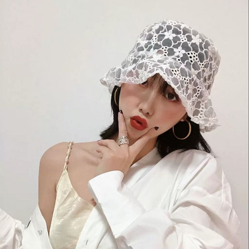 LipanjLove 2021. Novi čipkasti šešir za žene Roditelj-dijete Šeširi za sunčanje sa širokim obodom od mekane čipke u obliku cvijeta Floppy ljetni šešir Haljina Ženski šešir od čipke