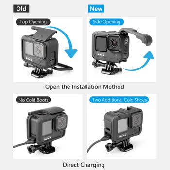 Vamson за GoPro Hero 11 10 9 Черни аксесоари Защитен капак Калъф с рамка с двойни студени ботуши Капачка на обектива за камера GoPro 10