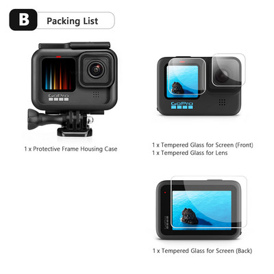 Vamson za GoPro Hero 11 10 9 crna dodatna oprema Zaštitna navlaka Okvir kućište s dvostrukim hladnim čizmama Pokrov objektiva za GoPro 10 kameru