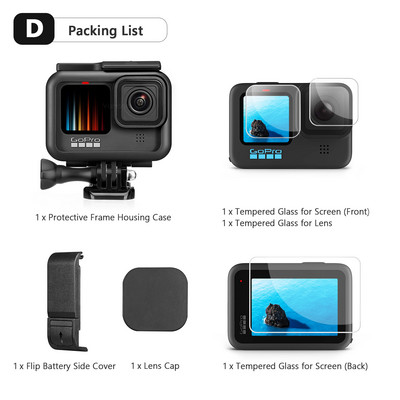 Vamson za GoPro Hero 11 10 9 crna dodatna oprema Zaštitna navlaka Okvir kućište s dvostrukim hladnim čizmama Pokrov objektiva za GoPro 10 kameru