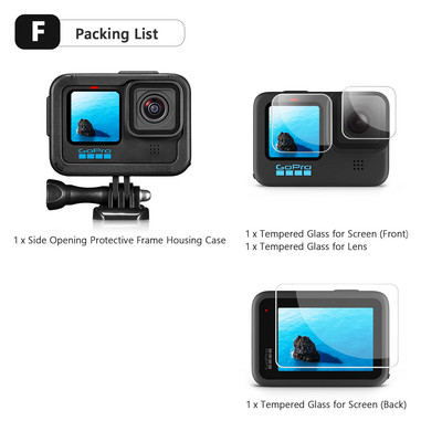 Vamson za GoPro Hero 11 10 9 crna dodatna oprema Zaštitna navlaka Okvir kućište s dvostrukim hladnim čizmama Pokrov objektiva za GoPro 10 kameru