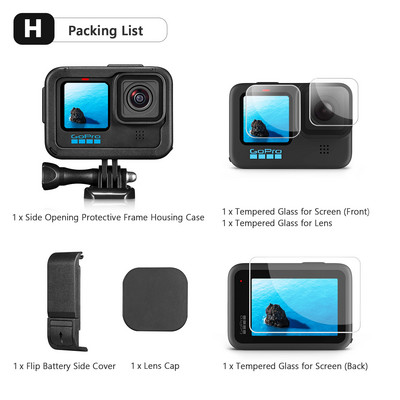 Vamson za GoPro Hero 11 10 9 crna dodatna oprema Zaštitna navlaka Okvir kućište s dvostrukim hladnim čizmama Pokrov objektiva za GoPro 10 kameru