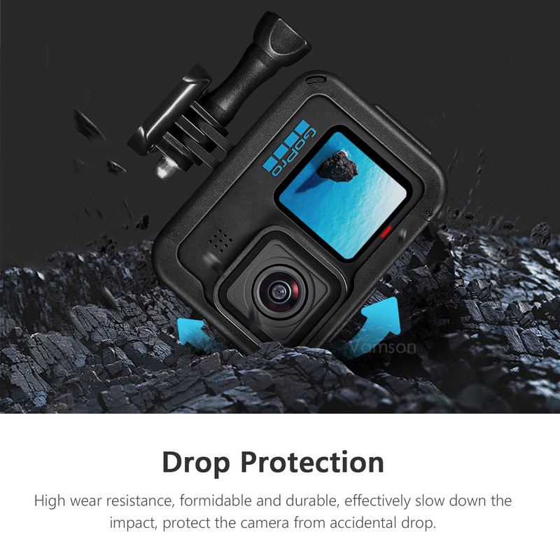 Vamson za GoPro Hero 11 10 9 crna dodatna oprema Zaštitna navlaka Okvir kućište s dvostrukim hladnim čizmama Pokrov objektiva za GoPro 10 kameru