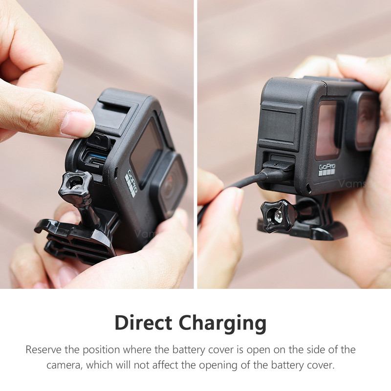 Vamson za GoPro Hero 11 10 9 crna dodatna oprema Zaštitna navlaka Okvir kućište s dvostrukim hladnim čizmama Pokrov objektiva za GoPro 10 kameru