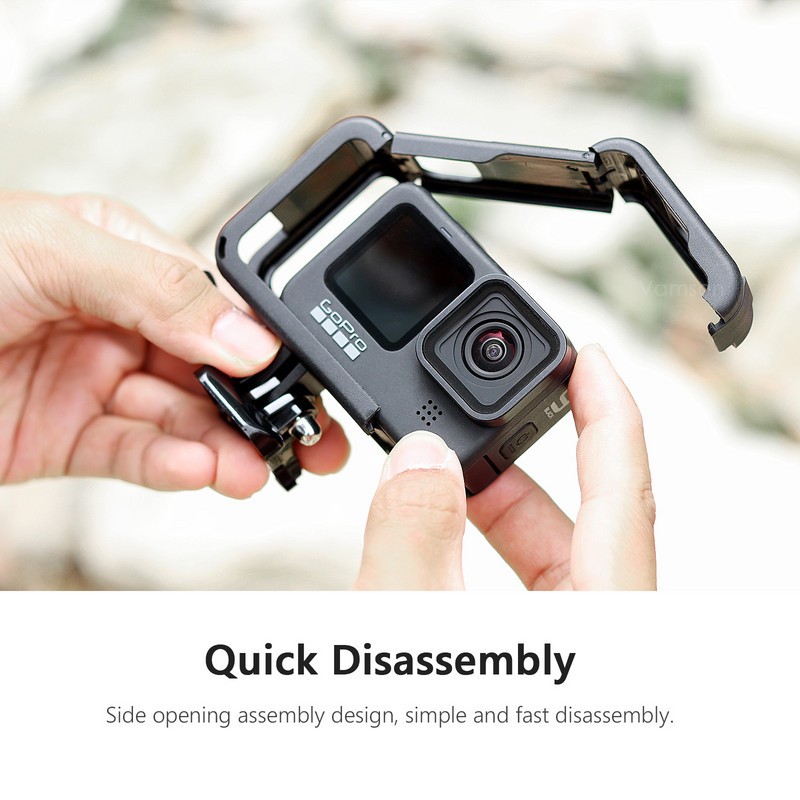 Vamson za GoPro Hero 11 10 9 crna dodatna oprema Zaštitna navlaka Okvir kućište s dvostrukim hladnim čizmama Pokrov objektiva za GoPro 10 kameru