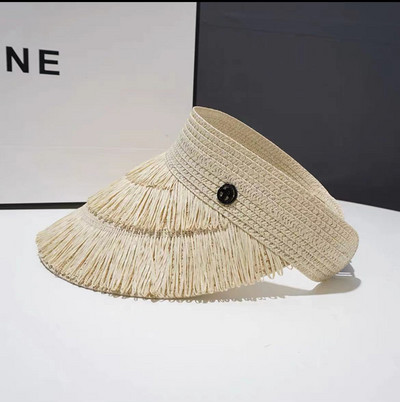 2023 tavaszi nyári szemellenzők szalmakalap női bojt Divattervező Üres felső szabadtéri női napkalapok női szalmakalap strandsapkák