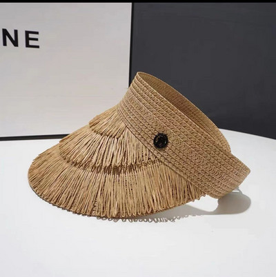 2023 tavaszi nyári szemellenzők szalmakalap női bojt Divattervező Üres felső szabadtéri női napkalapok női szalmakalap strandsapkák