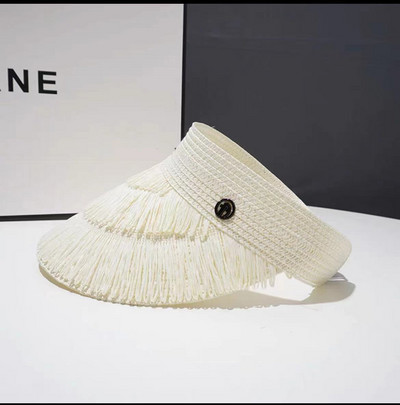 2023 tavaszi nyári szemellenzők szalmakalap női bojt Divattervező Üres felső szabadtéri női napkalapok női szalmakalap strandsapkák