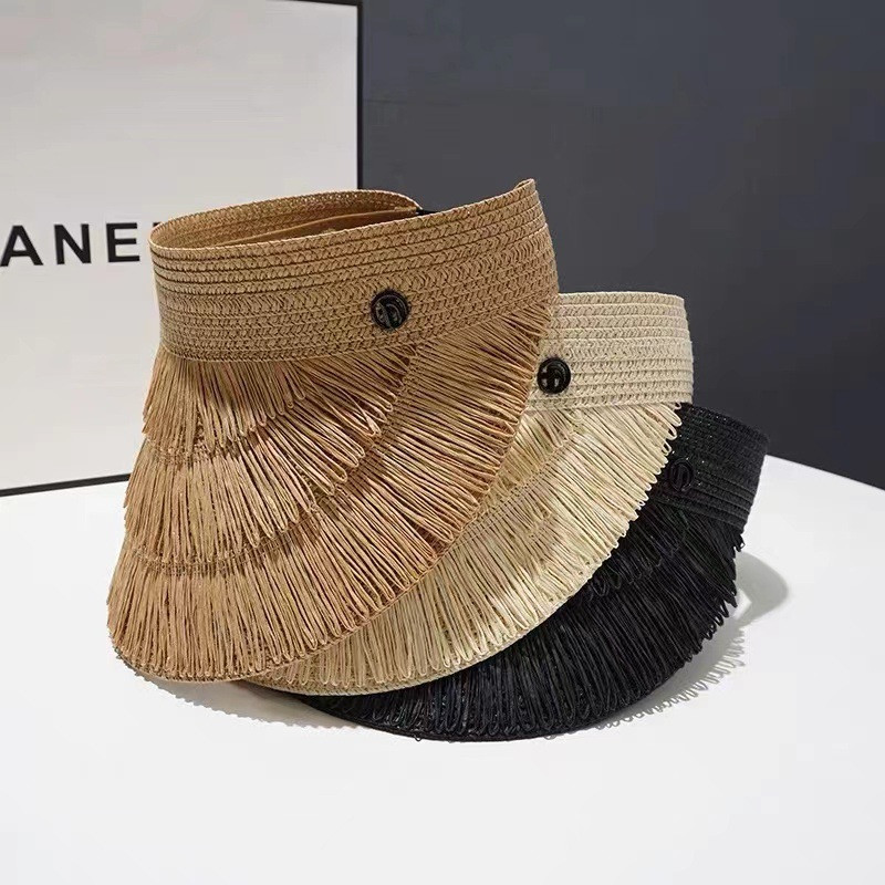 2023 tavaszi nyári szemellenzők szalmakalap női bojt Divattervező Üres felső szabadtéri női napkalapok női szalmakalap strandsapkák