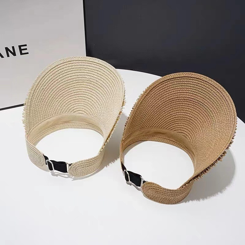 2023 tavaszi nyári szemellenzők szalmakalap női bojt Divattervező Üres felső szabadtéri női napkalapok női szalmakalap strandsapkák