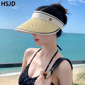 Ženski modni čipkasti prazan cilindar Širokog oboda Anti-UV Ljetni podesivi obruč za kosu Kapa sa šiltom Putna šeširi za plažu za sunčanje