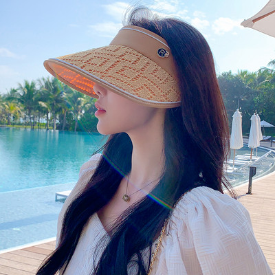 Ženski modni čipkasti prazan cilindar Širokog oboda Anti-UV Ljetni podesivi obruč za kosu Kapa sa šiltom Putna šeširi za plažu za sunčanje
