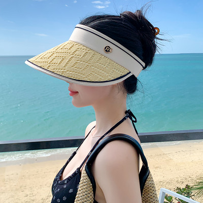 Ženski modni čipkasti prazan cilindar Širokog oboda Anti-UV Ljetni podesivi obruč za kosu Kapa sa šiltom Putna šeširi za plažu za sunčanje