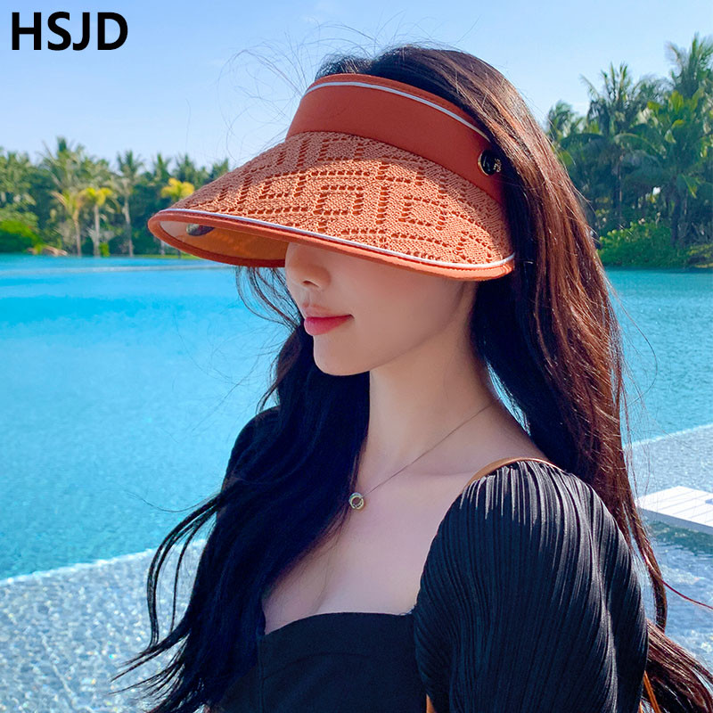 Ženski modni čipkasti prazan cilindar Širokog oboda Anti-UV Ljetni podesivi obruč za kosu Kapa sa šiltom Putna šeširi za plažu za sunčanje