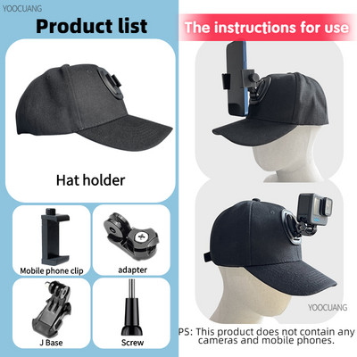 pentru accesorii Go Pro șapcă din pânză pentru pălărie de baseball cu șurub de montare cu cataramă cu cârlig J pentru camera de acțiune GoPro hero 11/10/9/8/7/6 Insta360