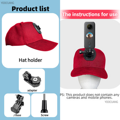 pentru accesorii Go Pro șapcă din pânză pentru pălărie de baseball cu șurub de montare cu cataramă cu cârlig J pentru camera de acțiune GoPro hero 11/10/9/8/7/6 Insta360