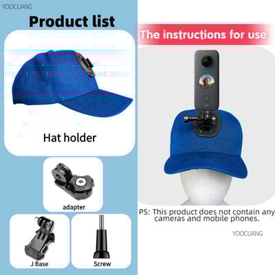 pentru accesorii Go Pro șapcă din pânză pentru pălărie de baseball cu șurub de montare cu cataramă cu cârlig J pentru camera de acțiune GoPro hero 11/10/9/8/7/6 Insta360