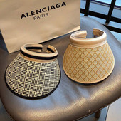 Női alkalmi Kockás szalmakalap Szabadtéri Ünnep Lányok Női Beach Sunshine Sunscree Napvédő sapka Topless Üres sportkalap