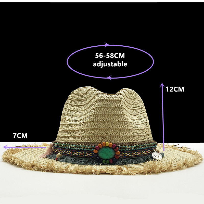 Panama šeširi Ženski ljetni šešir od sunca od rafije Muški ženski Kaki slamnato smaragdni ukras 2020. Novi modni muški jazz šešir