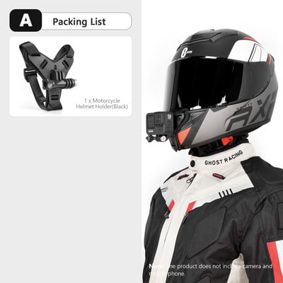 Vamson for Gopro Hero 11 10 9 8 Šalmo laikiklis ant galvos, skirtas Insta360 One X3 su vėjui atspariu putplasčiu motociklo priedais