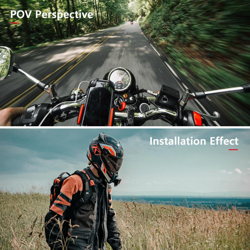 Vamson for Gopro Hero 11 10 9 8 Šalmo laikiklis ant galvos, skirtas Insta360 One X3 su vėjui atspariu putplasčiu motociklo priedais