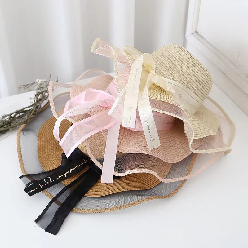 Ljeto 2023. Slamnati šešir s bisernim obodom za žene Djevojke Kapa za plažu s čipkastim mrežastim obodom Šešir za sunčanje na otvorenom Ležerna panama kapa