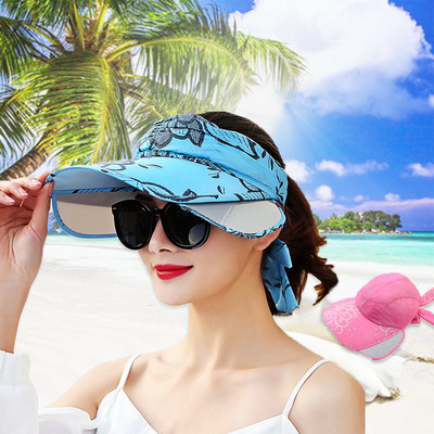 K164 Γυναικείο καπέλο ηλίου μπέιζμπολ παραλίας Panama Sunshade Sun Protection Print Καλοκαιρινό Μεγάλο γείσο τεντώσιμο καπέλο κάλυμμα