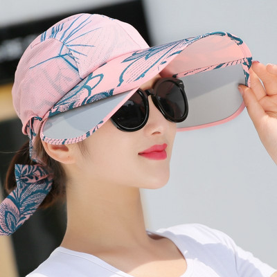 K164 Ženska bejzbolska kapa za sunčanje za plažu Panama suncobran Zaštita od sunca Print Ljetna rastezljiva zaštitna kapa s velikim obodom