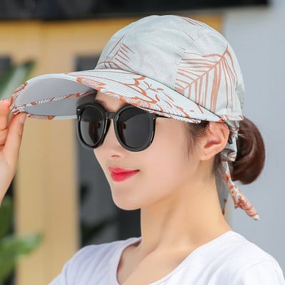 K164 Ženska bejzbolska kapa za sunčanje za plažu Panama suncobran Zaštita od sunca Print Ljetna rastezljiva zaštitna kapa s velikim obodom