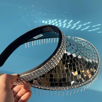 Glitter Visor Mirror Disco Festival Sun Visors Full Sequin Disco Ball Καπέλα για DJ Club Bar Unisex Disco Ball Festival Καπέλα γείσο