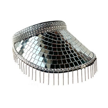 Glitter Visor Mirror Disco Festival Sun Visors Full Sequin Disco Ball Καπέλα για DJ Club Bar Unisex Disco Ball Festival Καπέλα γείσο