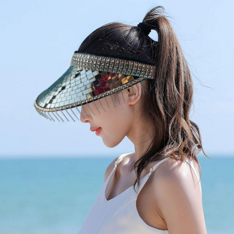 Svjetlucavi vizir Mirror Disco Festival Štitnici za sunce Puni šljokičasti šeširi s disko kuglama za DJ Club Bar Unisex Disco Ball Festival kape s šiltericama