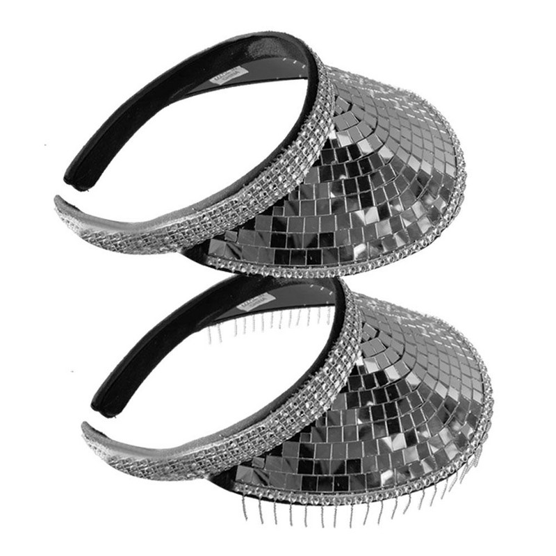Svjetlucavi vizir Mirror Disco Festival Štitnici za sunce Puni šljokičasti šeširi s disko kuglama za DJ Club Bar Unisex Disco Ball Festival kape s šiltericama