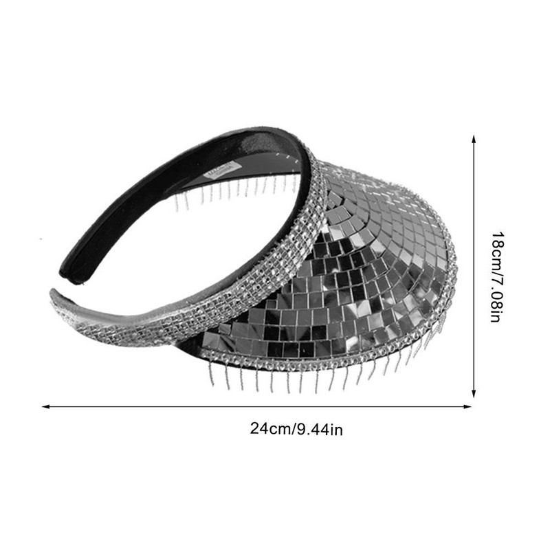 Svjetlucavi vizir Mirror Disco Festival Štitnici za sunce Puni šljokičasti šeširi s disko kuglama za DJ Club Bar Unisex Disco Ball Festival kape s šiltericama