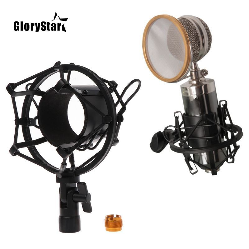 Profesionalus metalinis mikrofono amortizatoriaus tvirtinimo fiksavimo rankenėlė, mažinanti triukšmą, transliacijos klipas studija, įrašymo mikrofono laikiklis, voras, kondensatorius