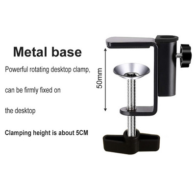 Aliuminio lydinio laikiklio spaustuko priedai „Pasidaryk pats“ fiksuotos metalinės spaustuko jungiamosios detalės Sraigtiniai kameros laikikliai transliacijos mikrofono stalinei lempai