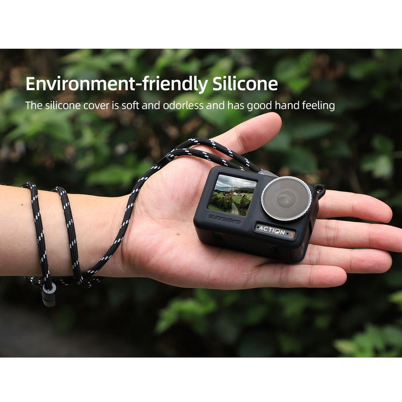 Osmo Action 3 kameravédő burkolathoz szilikon karcálló kameratok védő zsinórral For Osmo Action 3