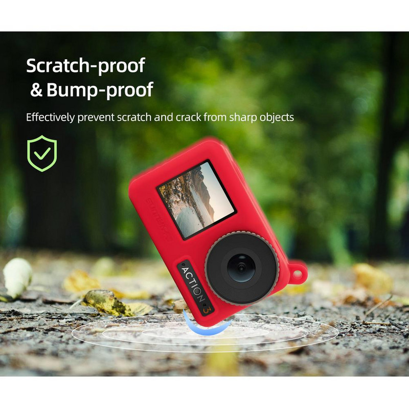 Osmo Action 3 kameravédő burkolathoz szilikon karcálló kameratok védő zsinórral For Osmo Action 3