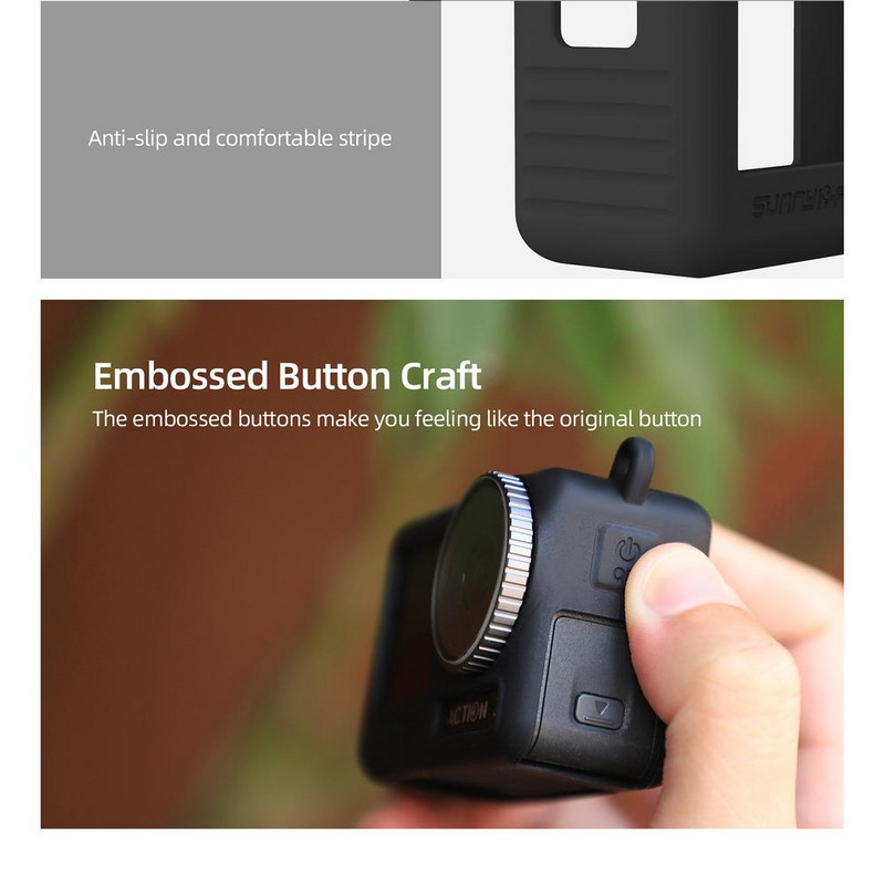 Osmo Action 3 kameravédő burkolathoz szilikon karcálló kameratok védő zsinórral For Osmo Action 3