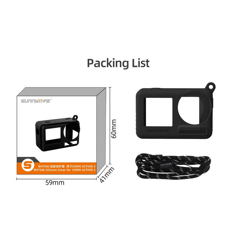 Osmo Action 3 kameravédő burkolathoz szilikon karcálló kameratok védő zsinórral For Osmo Action 3