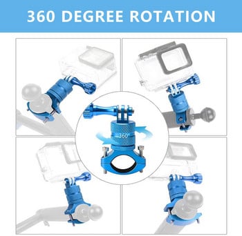 Σφιγκτήρας ποδηλάτου βουνού Go Pro για GoPro10/9/8/7/6/5s/5/4s/4/3+, 360 μοίρες περιστροφής αλουμινίου στο τιμόνι του ποδηλάτου ρυθμιστής βάσης