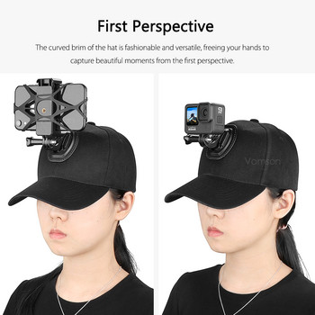 Ρυθμιζόμενο καπέλο μπέιζμπολ Vamson για Gopro Hero 11 Καπέλο ηλίου καπέλο καμβά για Gopro10/9/8/7 insta360 DJI Camera για Smart Phone iphone
