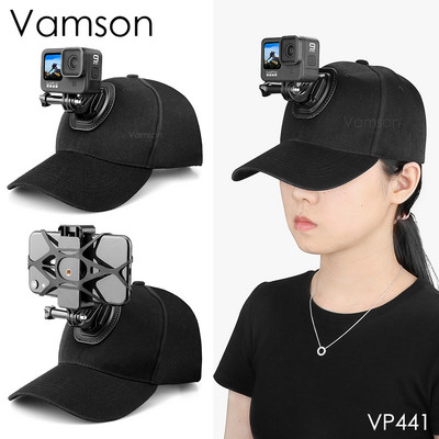 Vamson регулируема бейзболна шапка за Gopro Hero 11 Canvas Sun Hat Cap за Gopro10/9/8/7 insta360 DJI камера за смарт телефон iphone