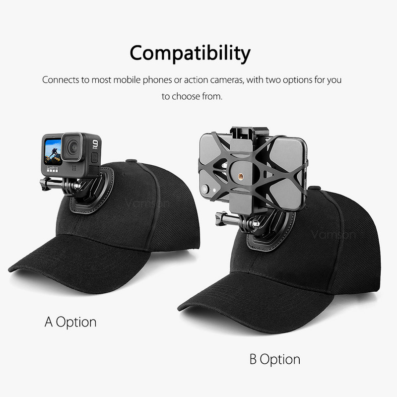 Vamson podesiva bejzbol kapa za Gopro Hero 11 platneni šešir za sunce za Gopro10/9/8/7 insta360 DJI kameru za pametni telefon iphone