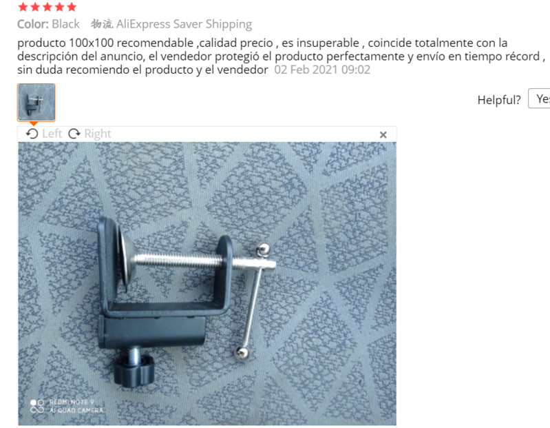 Aliuminio lydinio geležies konsolinis laikiklio spaustukas su reguliuojamais nykščiu varžtais neslystantis kilimėlis, skirtas mikrofono stovo staliniam spaustukui