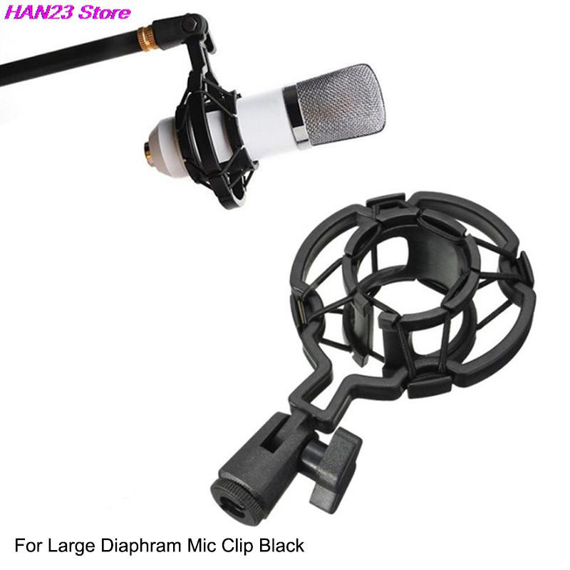 1X universalus profesionalus kondensatoriaus mikrofonas, mikrofono smūgio laikiklis, studijinis įrašymo laikiklis, skirtas didelės membranos mikrofono gnybtui, juodas