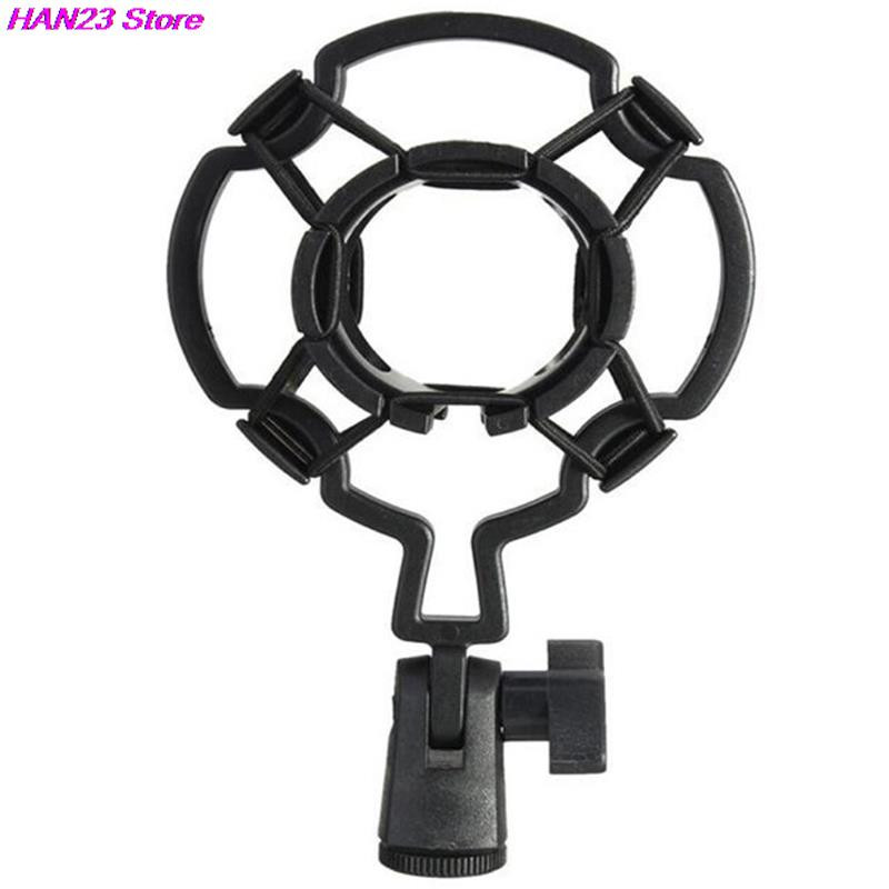 1X universalus profesionalus kondensatoriaus mikrofonas, mikrofono smūgio laikiklis, studijinis įrašymo laikiklis, skirtas didelės membranos mikrofono gnybtui, juodas