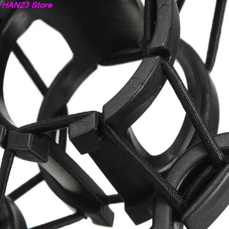 1X universalus profesionalus kondensatoriaus mikrofonas, mikrofono smūgio laikiklis, studijinis įrašymo laikiklis, skirtas didelės membranos mikrofono gnybtui, juodas